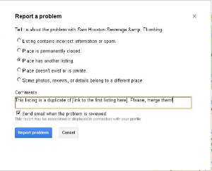 Notify Google of Duplicate Listing